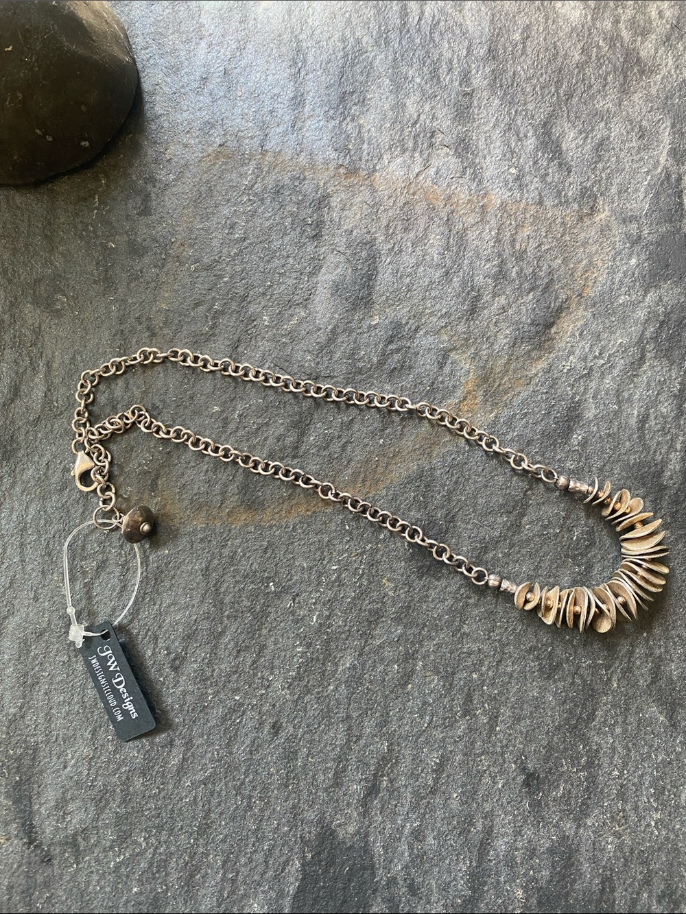 JW Designs stering silver Disc Cluster Necklace